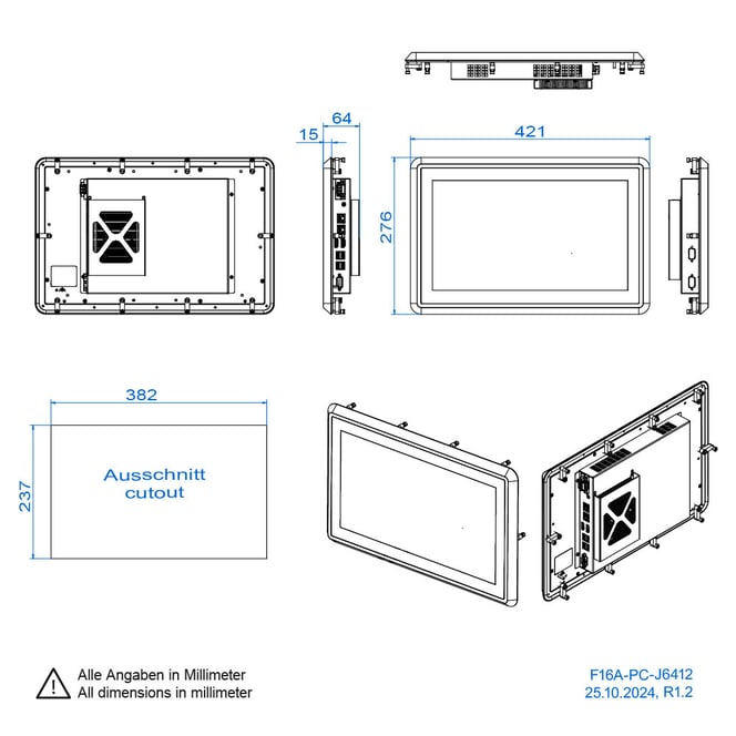 16-Zoll Edelstahl Touchpanel Hygienebereich